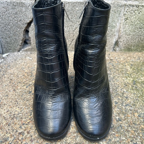 The Kooples ankle bootie WOMENS 5.5 black leather croc embossed georgette boot - Picture 7 of 14